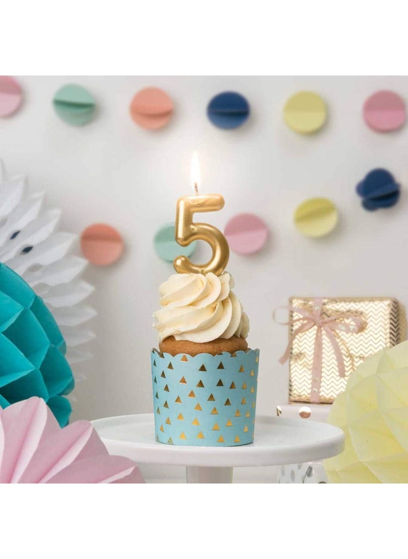 Balloonistics Number Birthday Candle – Gold Number Candle on Stick – Elegant Number Candles for Birthday Anniversary Wedding Party – Perfect Birthday Candle for Cake Decoration (Number 5 Candle)  - Image 2