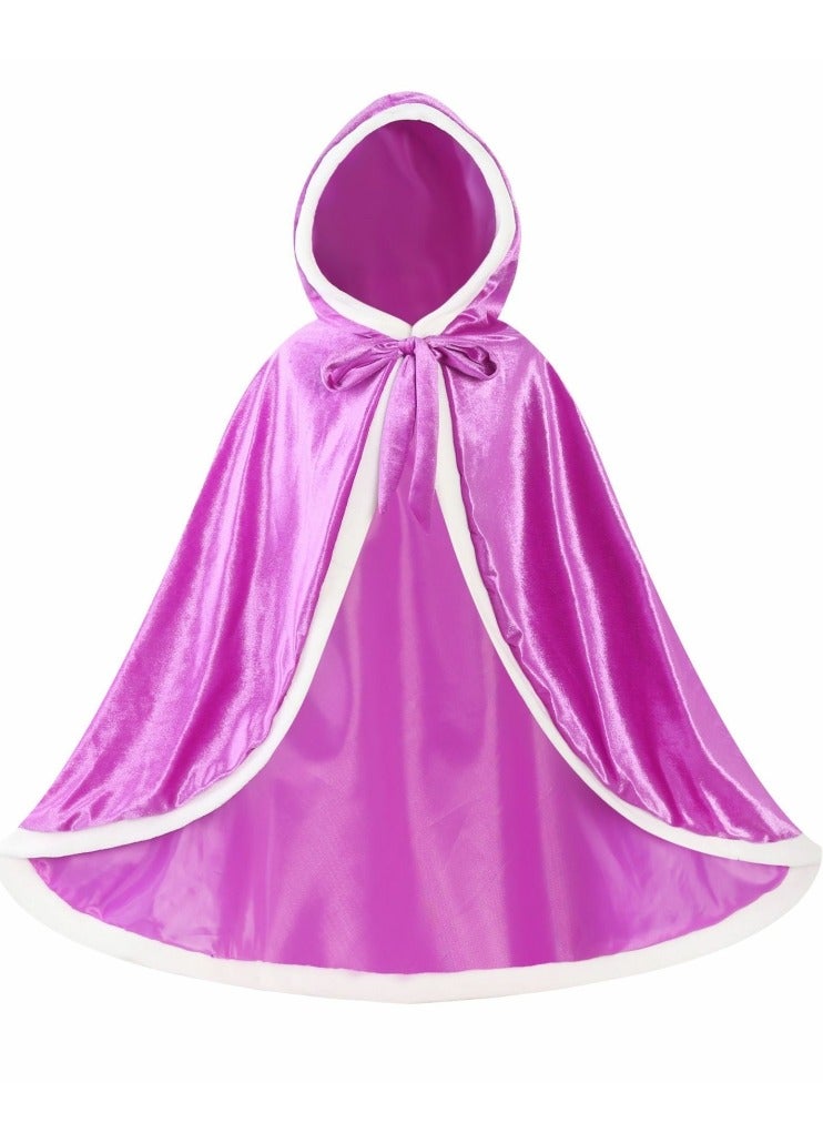 Loquat Princess Cape for Girls Hooded Cloak Cape Cute Costume for Girls Dress Up Purple