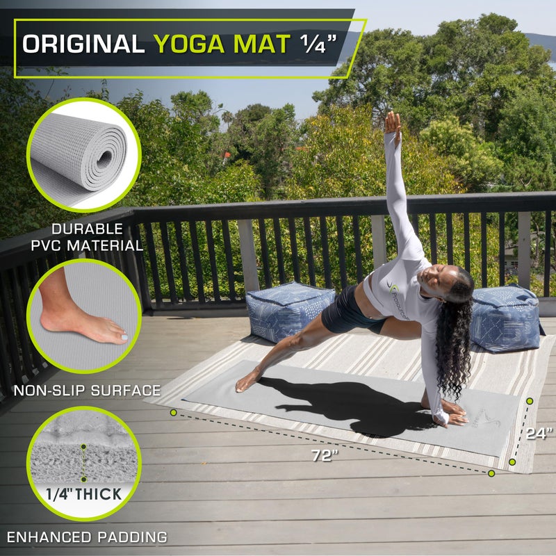 ProsourceFit Original Yoga Exercise Mat Â¼â€ (6mm) Thick for Comfort and Stability with Carrying Straps, Non Slip â€“Multiple Colors - Image 2