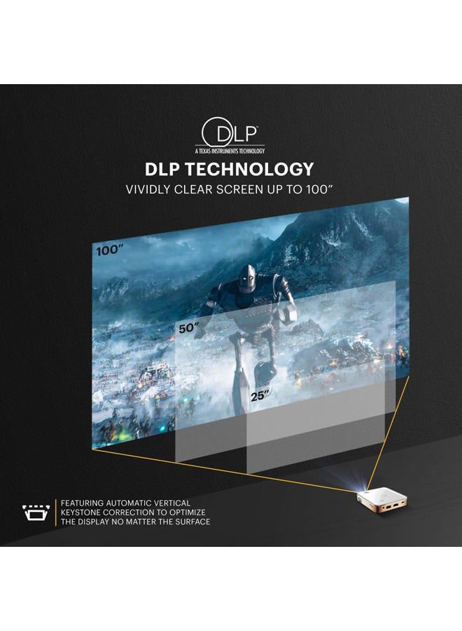 Kodak بروجيكتور كوداك ألترا ميني المحمول - دعم HD 1080p بروجيكتور بيكو قابل لإعادة الشحن - عرض 100 بوصة، مكبر صوت مدمج - HDMI، USB وMicro SD - متوافق مع آيفون وآيباد، هواتف أندرويد - Image 5