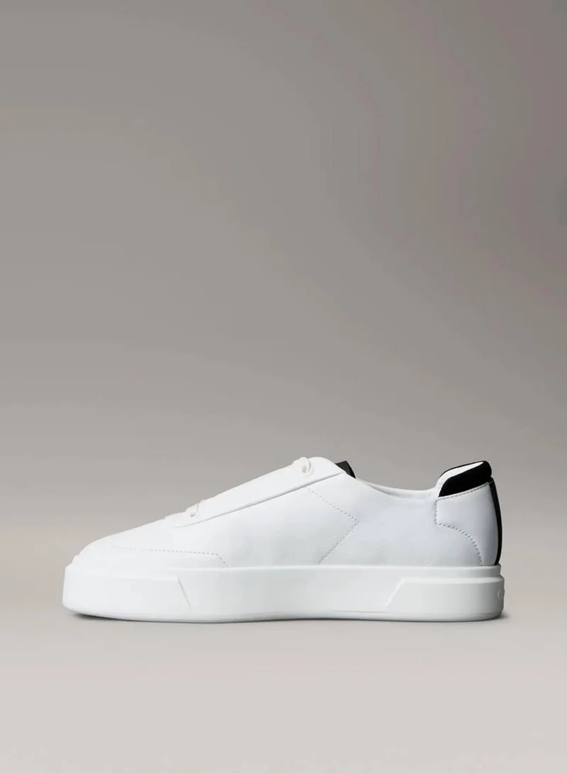 Calvin Klein Jeans Bright White/Black Leather And Suede Signature Trainers for Men | Best Price UAE