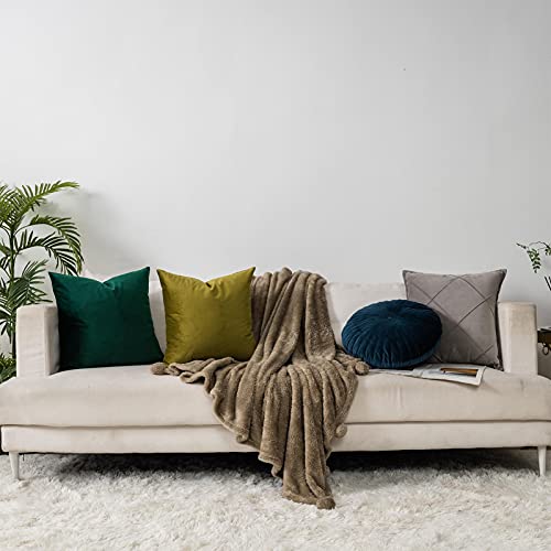 QUAFOO Dark Green Christmas Soft Velvet Throw Pillow Covers 26x26 inch Set of 2 for Sofa Couch Bed Living Room Decorative Luxury Solid Square Cushion Covers Case with Zipper - Image 4