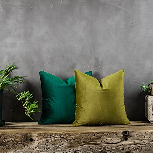 QUAFOO Dark Green Christmas Soft Velvet Throw Pillow Covers 26x26 inch Set of 2 for Sofa Couch Bed Living Room Decorative Luxury Solid Square Cushion Covers Case with Zipper - Image 3