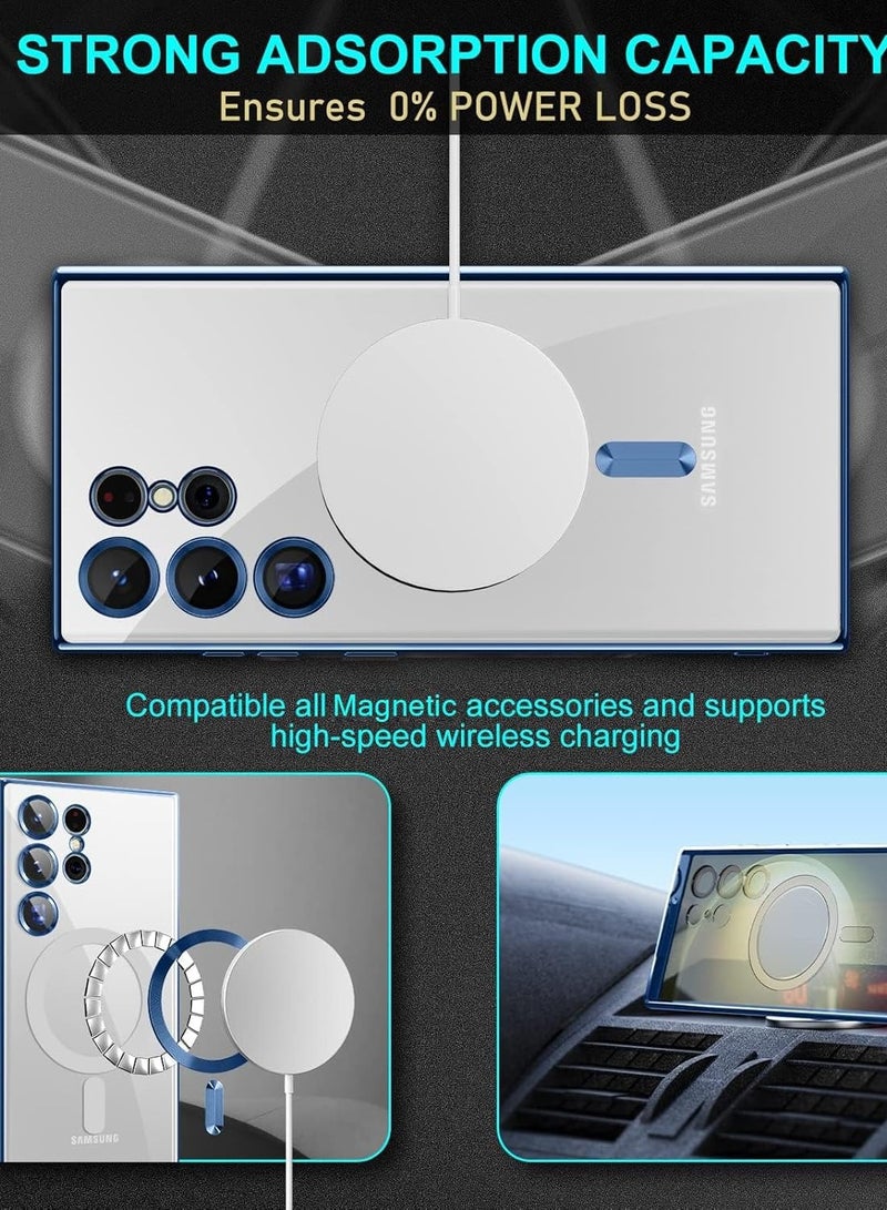 ELTRAZONE Case Compatible with Samsung Galaxy S25 Ultra 6.8" | Clear Magnetic Case for Wireless Charging | Shockproof Camera Protection | Soft TPU Bumper Cover | Scratch-Resistant & Slim Fit | Anti-Yellowing Transparent Design Blue - Image 3