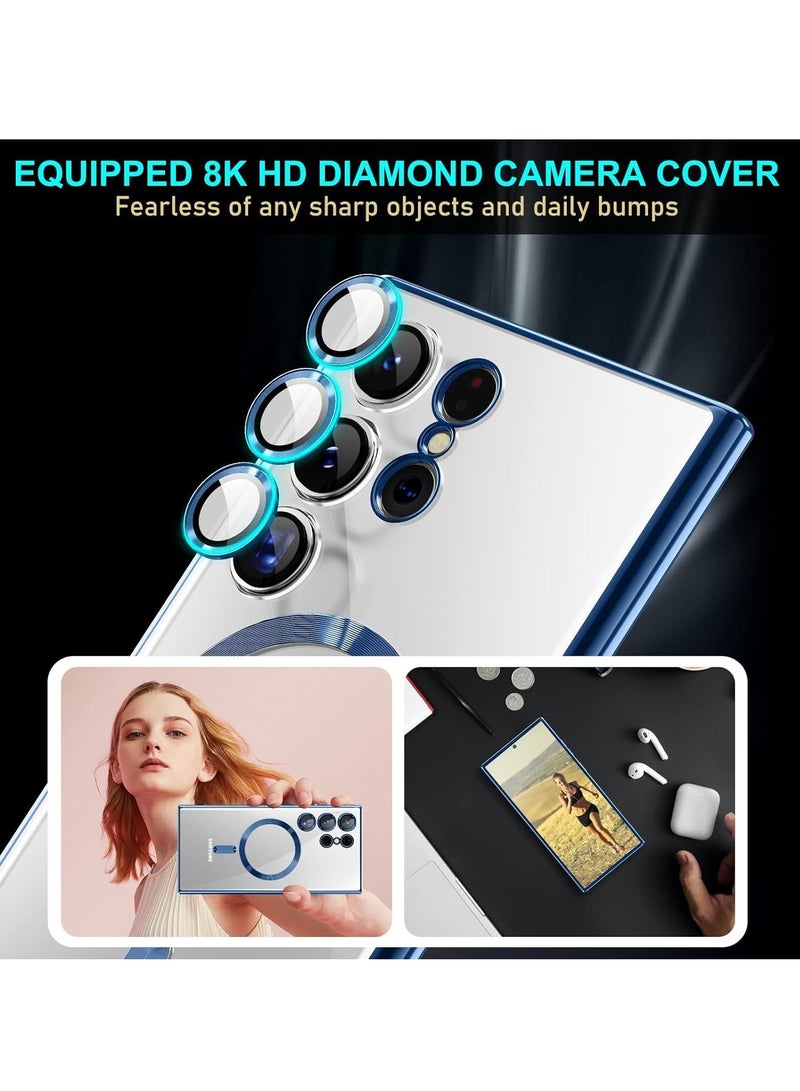 ELTRAZONE Case Compatible with Samsung Galaxy S25 Ultra 6.8" | Clear Magnetic Case for Wireless Charging | Shockproof Camera Protection | Soft TPU Bumper Cover | Scratch-Resistant & Slim Fit | Anti-Yellowing Transparent Design Blue - Image 4