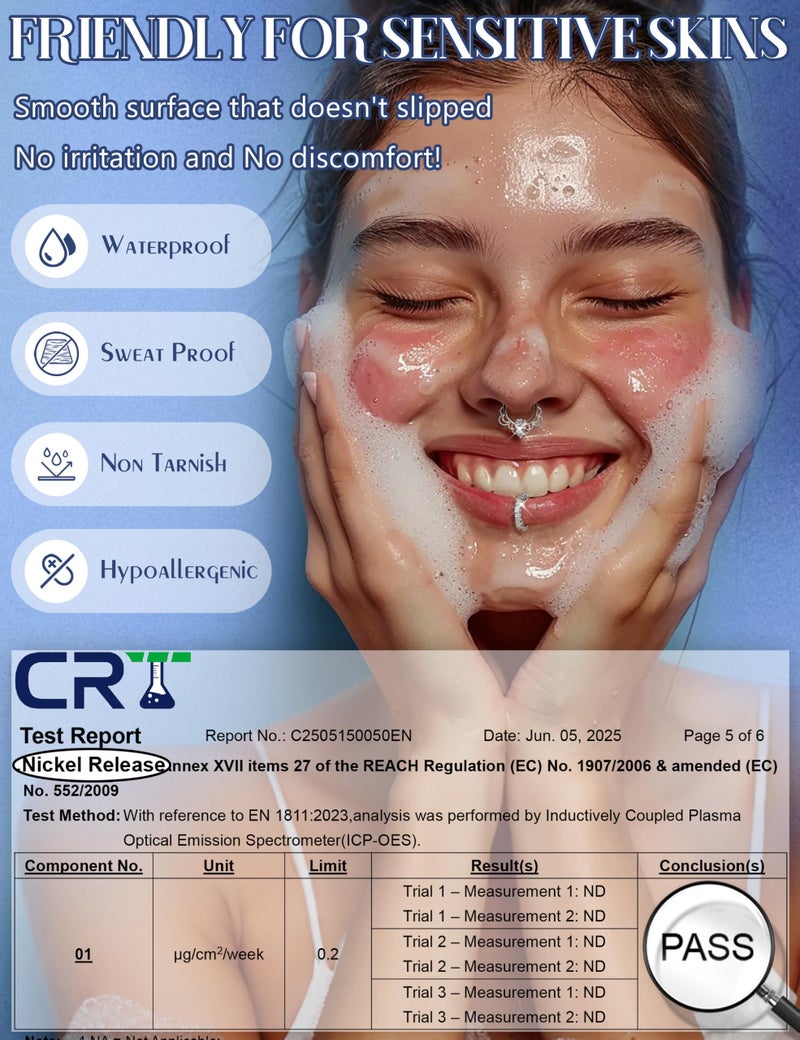 LOYALLOOK حلقة أنف LOYALLOOK 8 قطع 16G من الفولاذ المقاوم للصدأ CZ أوبال لثقب الغضروف والهيليكس والتراجس وحلقة ديث وحلقات الأنف وحلقة مقسمة مفصلية 10 مم - Image 3