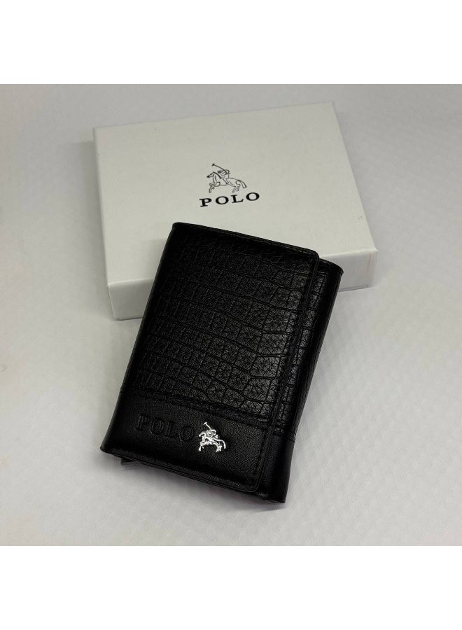 بولو محفظة جلدية بولو سوداء - Image 1