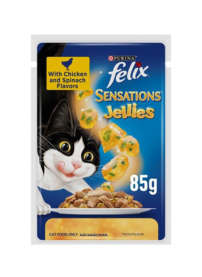 Purina Felix Sensations Jellies Chicken & Spinach in Jelly Wet Cat Food 85g  - Image 1