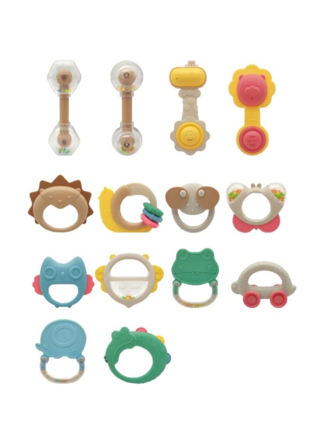 HUANGER Baby Teether Rattles with Storage Box – 14-Piece Educational Sensory Toy Set - Image 1