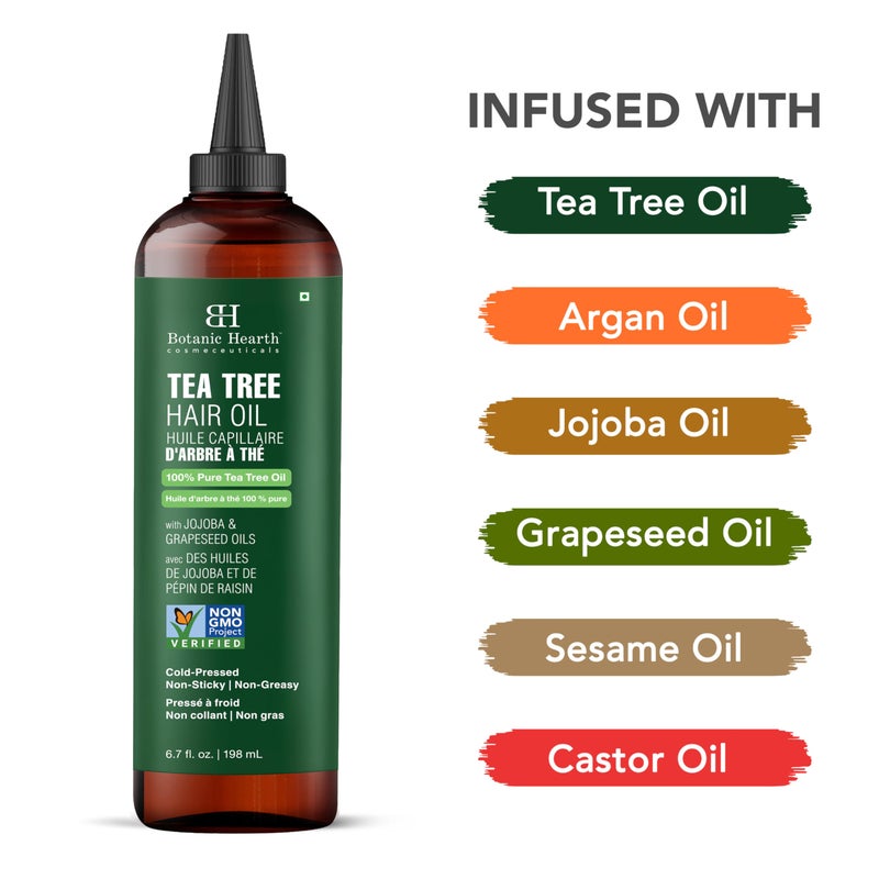 Botanic Hearth زيت شجرة الشاي من بوتانيك هيرث للشعر (6.7 أونصة سائلة) | مع زيت الجوجوبا وزيت بذور العنب | يهدئ فروة الرأس المتهيجة ويكافح القشرة | معتمد خالي من الكائنات المعدلة وراثيًا - Image 3