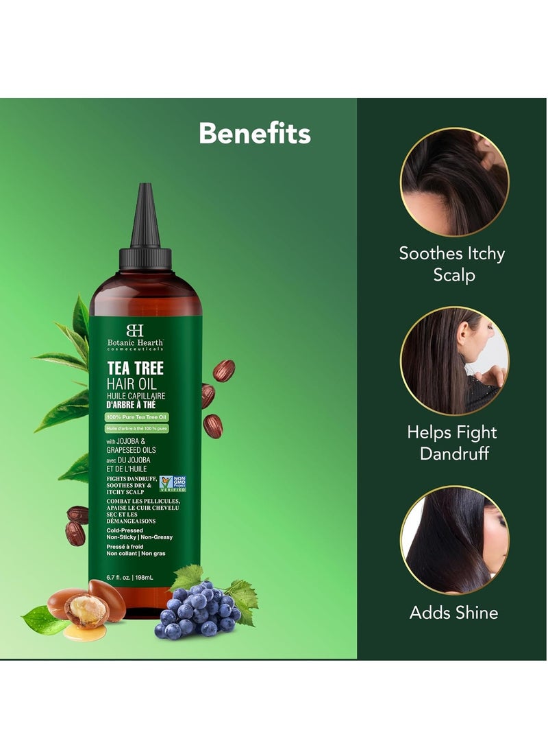 Botanic Hearth Botanic Hearth Tea Tree Oil for Hair (6.7 fl oz) | With Jojoba & Grapeseed Oils | Soothes Itchy Scalp & Fights Dandruff | Non GMO Verified  - Image 2