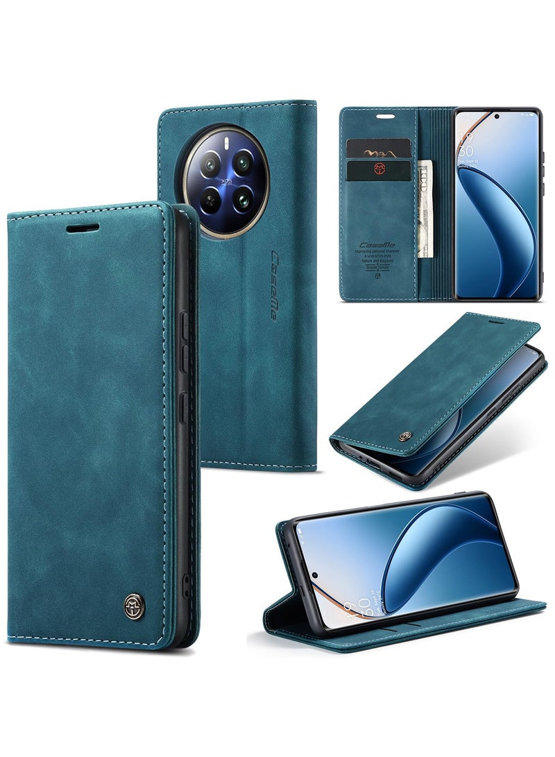 CaseMe Phone Case Luxury PU Leather Design 013 Flip Cover Card Slot Holder Cover For Realme 12 Pro/Realme 12 Pro Plus/Realme P1 Pro (Green) - Image 1