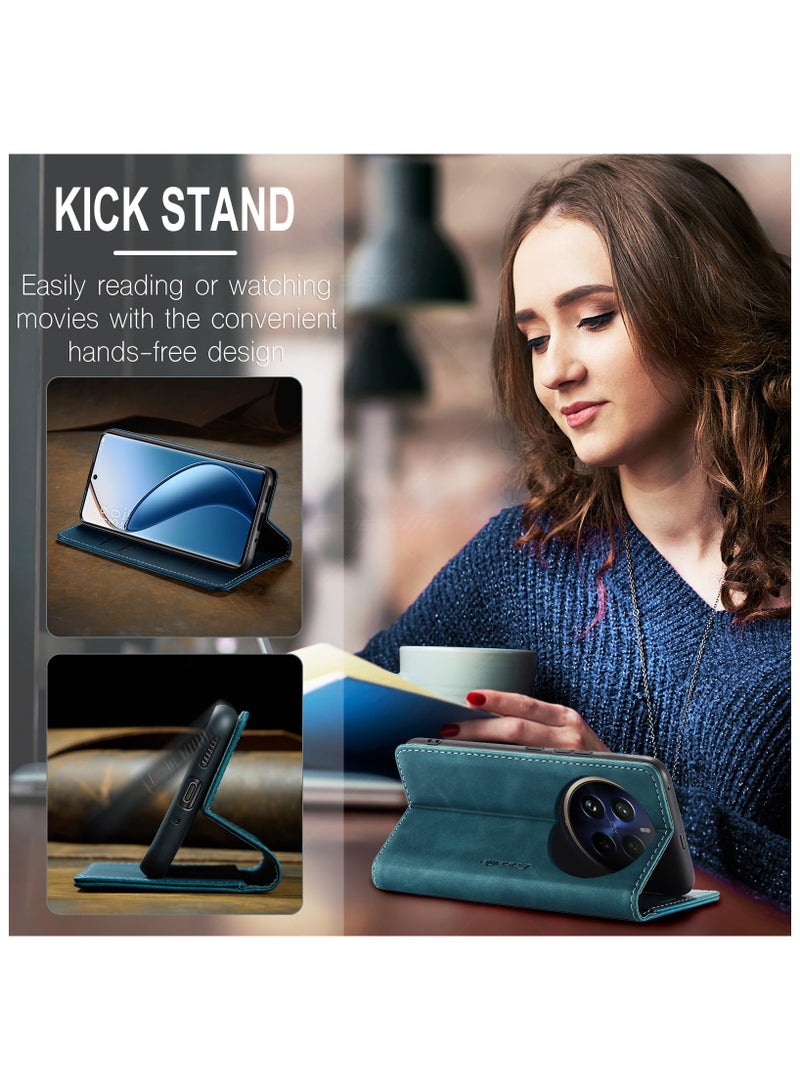 CaseMe Phone Case Luxury PU Leather Design 013 Flip Cover Card Slot Holder Cover For Realme 12 Pro/Realme 12 Pro Plus/Realme P1 Pro (Green) - Image 2