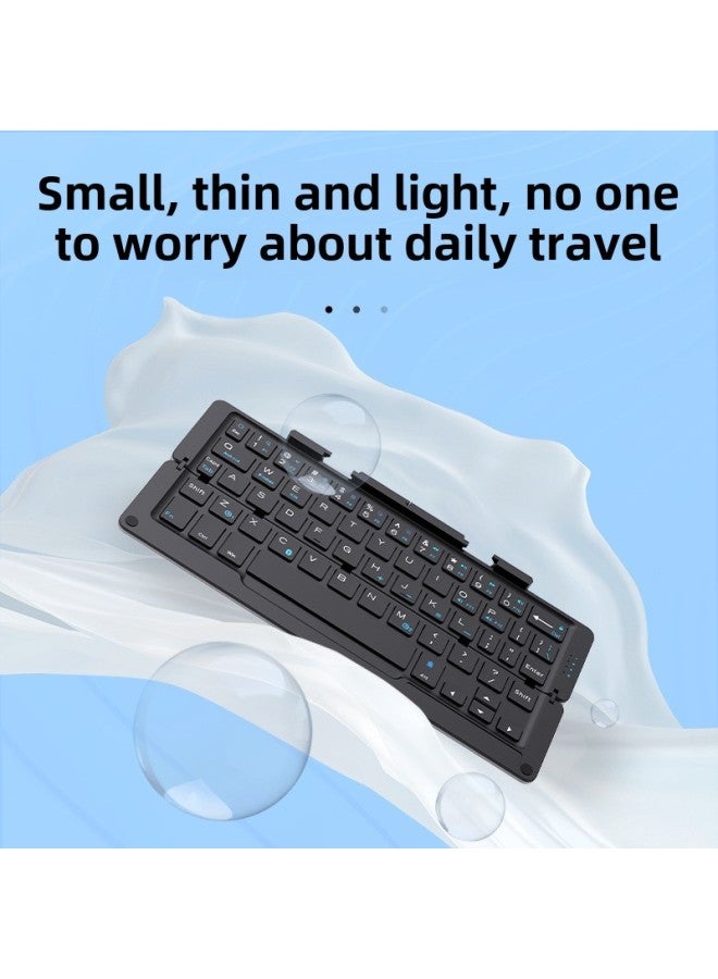 Geyes Direct Aluminum Alloy Wireless Bluetooth Folding Keyboard Explosions Special For Gifts-Color:Black + Green Bracket-Product Type:Dual Channel - Image 5