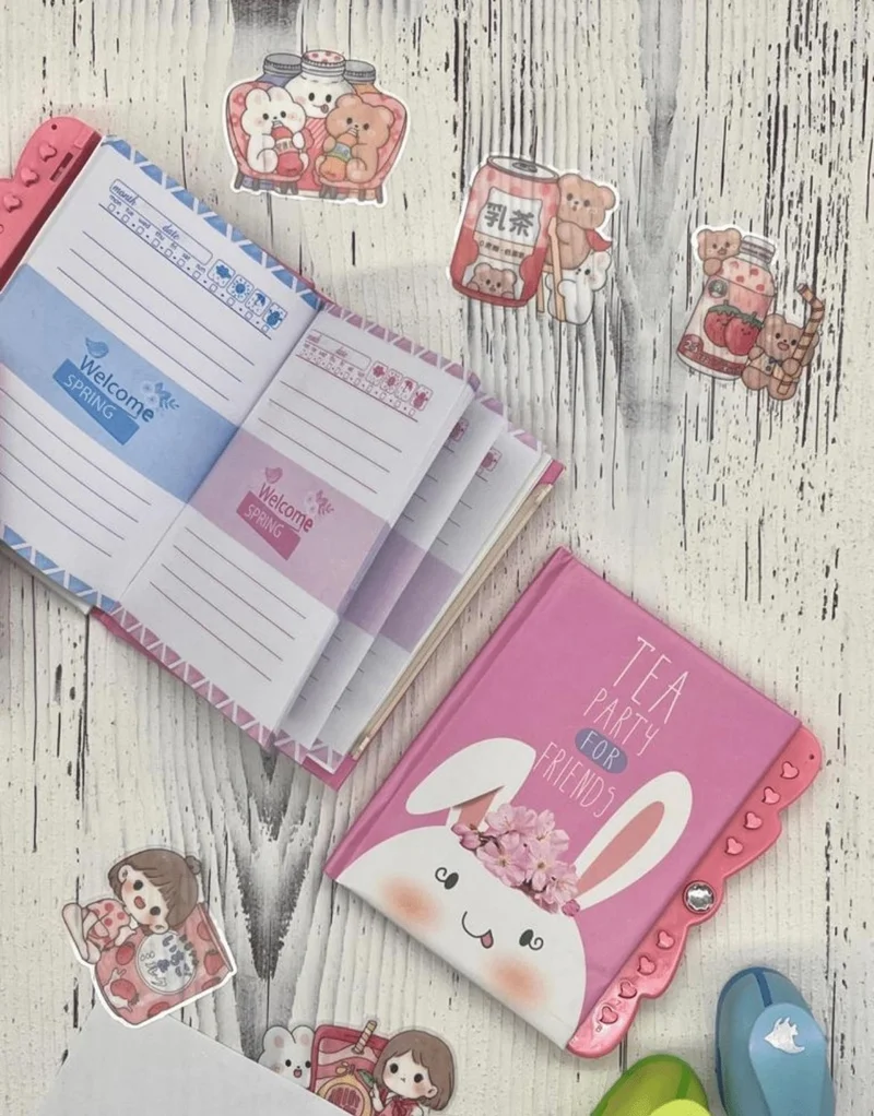 Kağıt Gemi Dükkan Paper Ship Shop Cute Rabbit Patterned Encrypted Special Design Notebook / Notebook / Agenda / Bullet Journal