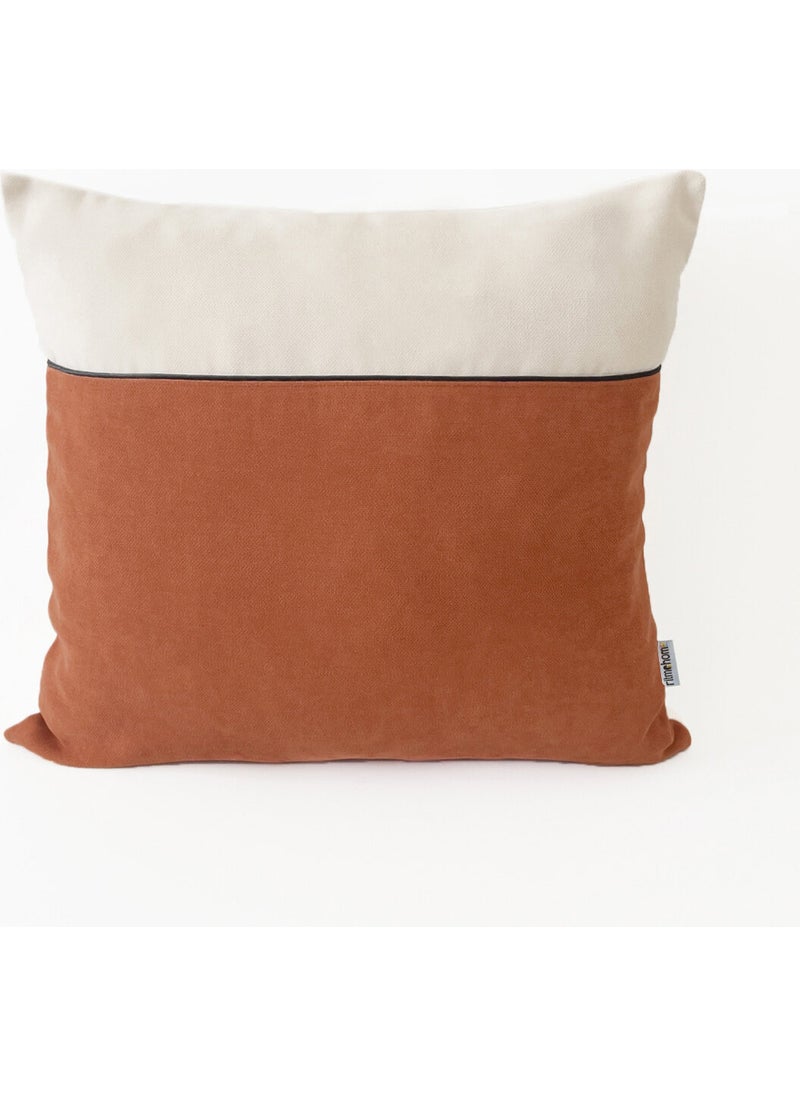 Ritmo Home Plain Scandinavian Plain Throw Pillow Cover Cinnamon Cream 