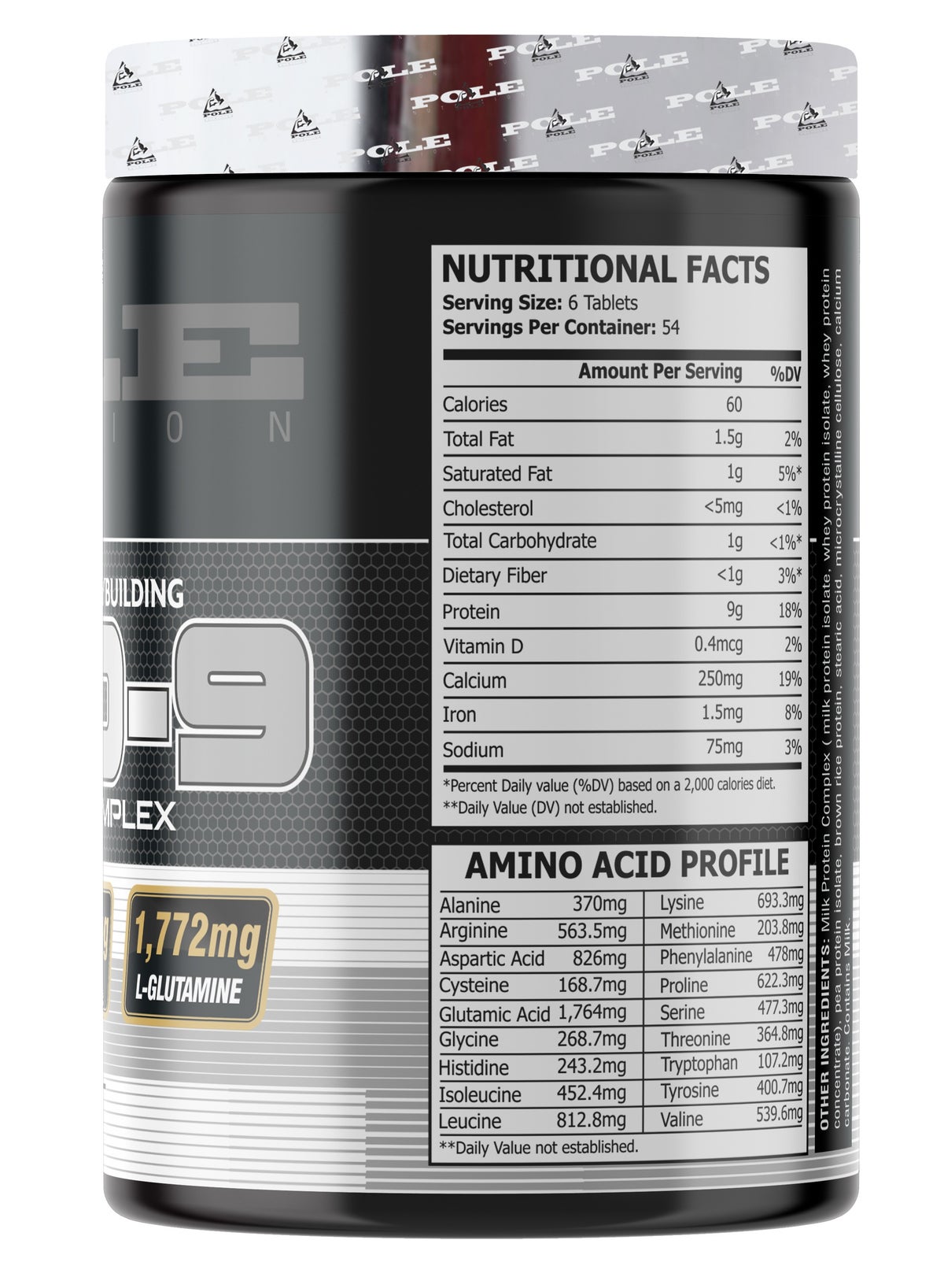 Pole Nutrition Amino 9 9000mg Full Amino Acid Complex Muscle Recovery & Performance Boost Tablets 324'S