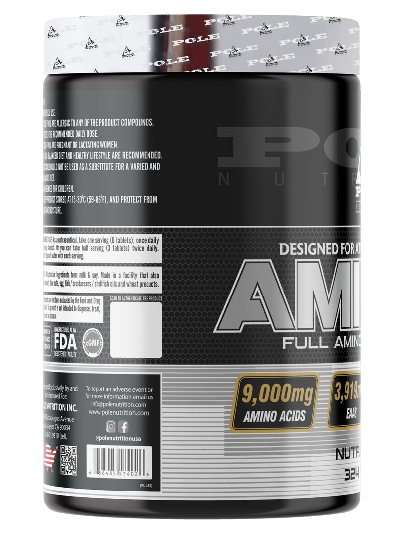 التغذية القطب POLE NUTRITION Amino 9 9000mg مكمل الأحماض الأمينية الكامل - 324 قرصًا - Image 3