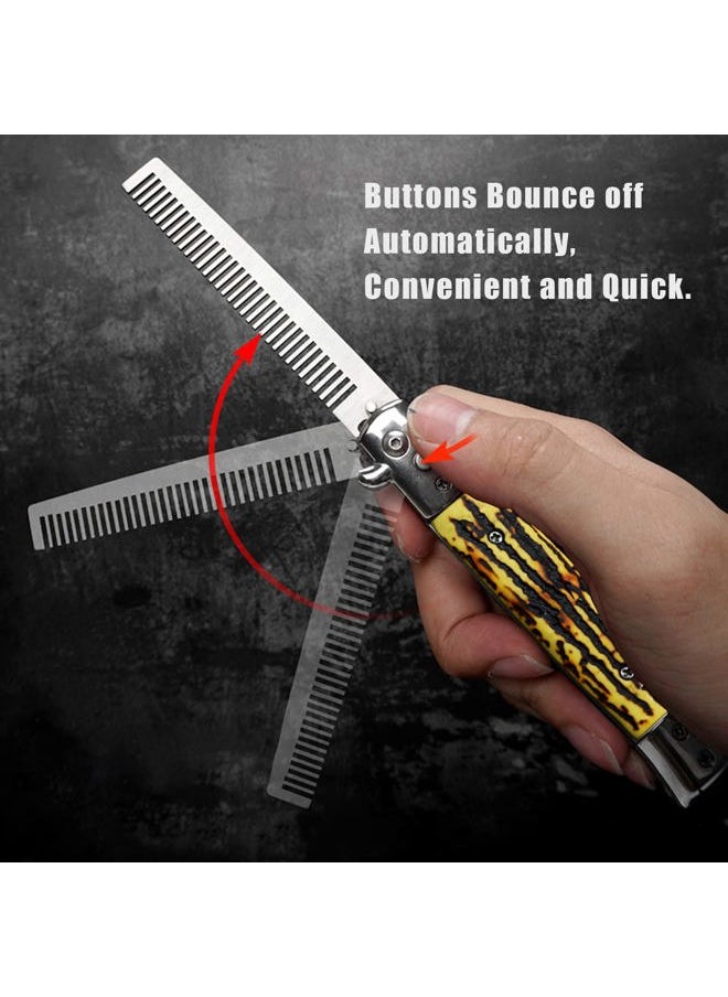 Flylin Foldable Stainless Steel Comb, Spring Brush for Scalp, Hair or Beard (Bone Color)  - Image 4