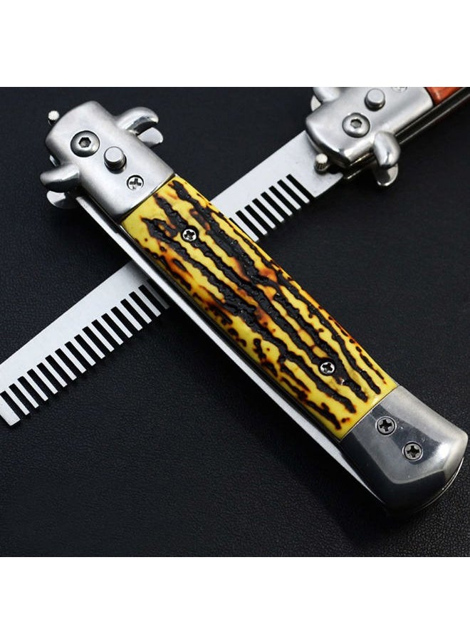 Flylin Foldable Stainless Steel Comb, Spring Brush for Scalp, Hair or Beard (Bone Color)  - Image 5