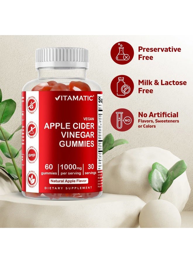 Vitamatic Apple Cider Vinegar Gummies - 1000mg per Serving - 60 Vegan Gummies - ACV Gummies for Detox, Weight Loss Support, Energy Boost, Digestion & Gut Health - Image 3
