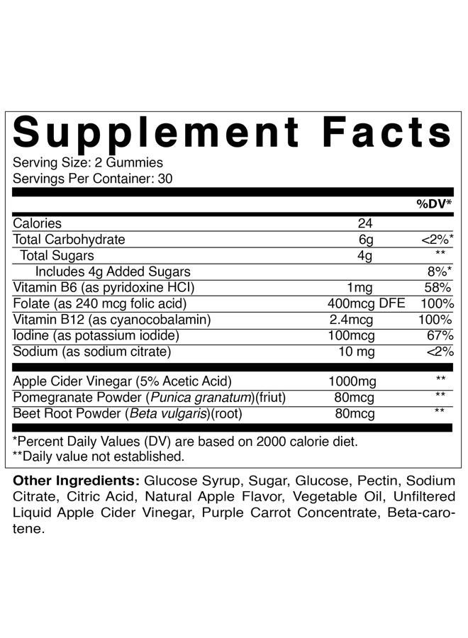 Vitamatic Apple Cider Vinegar Gummies - 1000mg per Serving - 60 Vegan Gummies - ACV Gummies for Detox, Weight Loss Support, Energy Boost, Digestion & Gut Health - Image 2