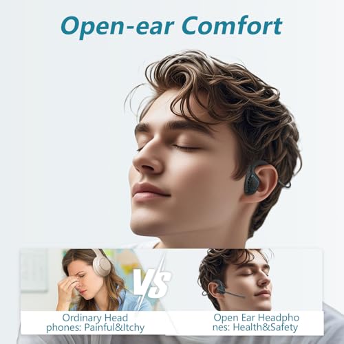 BANIGIPA Bluetooth Headset with Boom Microphone, Open Ear Headphones w/Noise Canceling Mic, Wireless Headset for Phone Laptop PC Computer, Light and Comfortable for Office Meeting Home Working-10 Hrs - Image 2