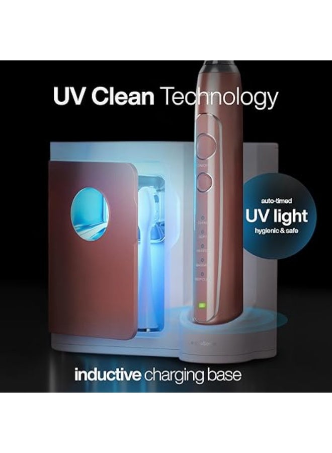 Aquasonic Vibe Series PRO – Ultra-Whitening Power Toothbrush – 5 Modes & Smart Timers – UV Sanitizing Base – ADA Accepted (Rose Gold) - Image 3