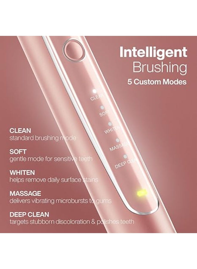 Aquasonic Vibe Series PRO – Ultra-Whitening Power Toothbrush – 5 Modes & Smart Timers – UV Sanitizing Base – ADA Accepted (Rose Gold) - Image 5