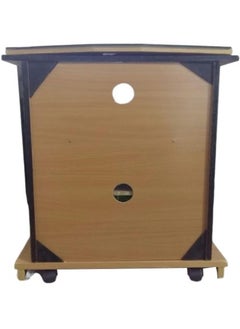 AL WADI FURNITURE Compact Wooden Moveable TV Stand Black and Beech with Lockable Glass Doors and Rotatable Stand Top  - Image 3