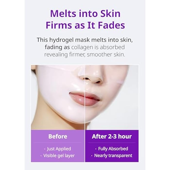 SNP 10,000ppm Deep Collagen + PDRN + Retinol Hydrogel Mask | 8 Layer 125Da Collagen Face Mask | Overnight Facial Mask | Patent Skin Hydration | Hydrating Facial Mask | Face Mask Skin Care | 4 Sheets - Image 3