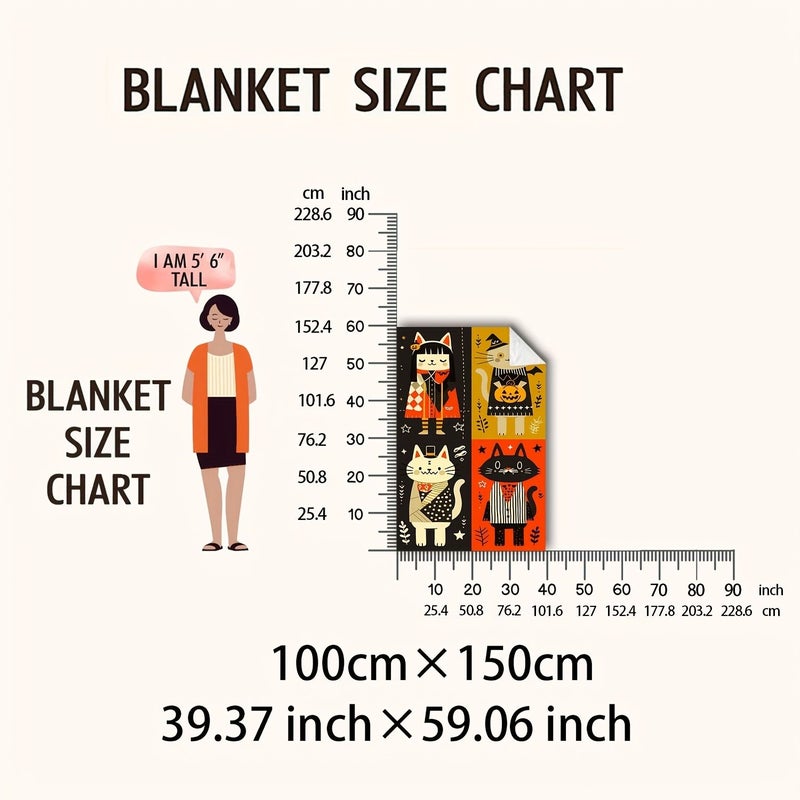 Cartoon Cat Shaped Flannel Blanket Digital Print Extra Large 51.18x59.06inch - Image 5