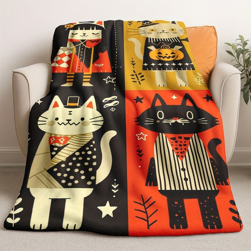 Cartoon Cat Shaped Flannel Blanket Digital Print Extra Large 51.18x59.06inch - Image 2