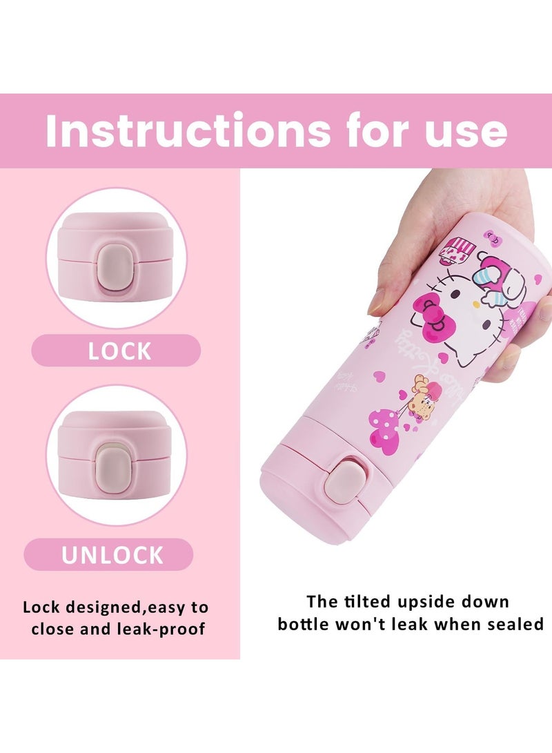 general Cartoon Cat Cat Water Bottle Ladies Thermal Mug Kawaii Vacuum Insulated Stainless Steel Water Bottle Cute Girl's Gift - Image 3