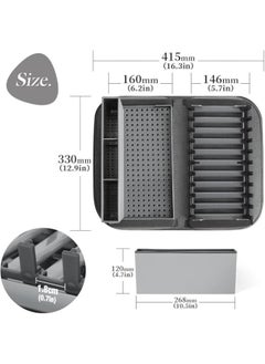 FALMER Durable Plastic Dish Drainer with Cutlery Holder and Microfiber Dish Drying Mat, Grey  - Image 5