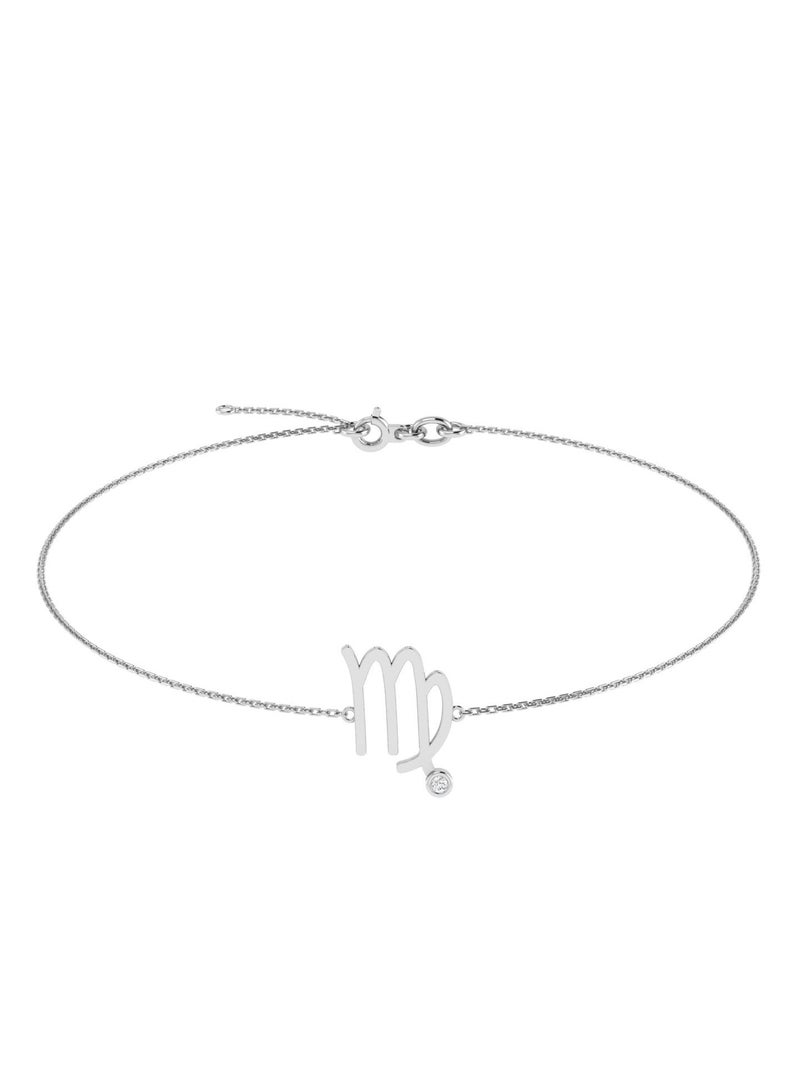 Capri Gold 18K White Gold Virgo Zodiac Sign Bracelet with Diamond