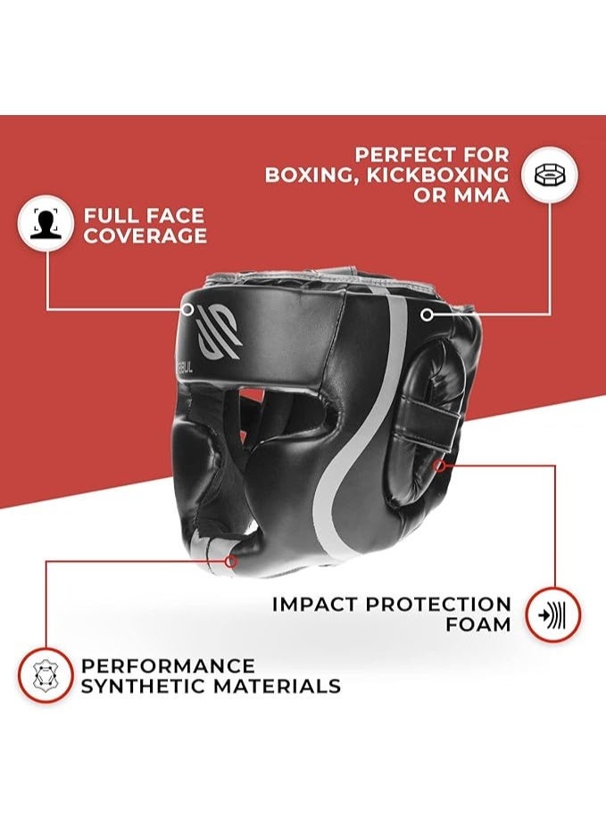 Sanabul  Essential Boxing Headgear for Men & Women | Muay Thai and MMA Headgear | Sparring Headgear with Full Face Coverage, Black/Blue - Image 3
