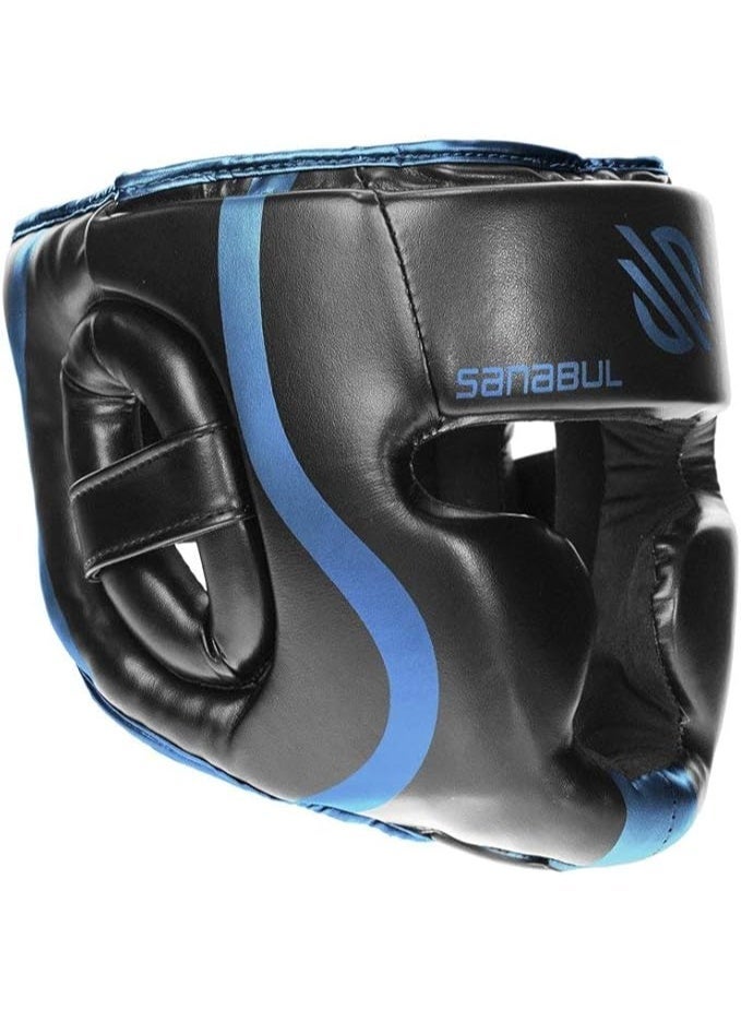 Sanabul  Essential Boxing Headgear for Men & Women | Muay Thai and MMA Headgear | Sparring Headgear with Full Face Coverage, Black/Blue - Image 2