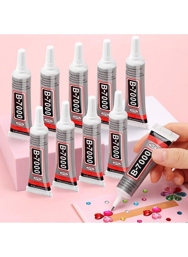Cridoz B7000 Jewelry Glue, 10 Packs Super Handmade Glue, Precision Tip, Fabric Adhesive, Transparent, Multifunctional for Cloth, Stone, Metal, Plastic, Clay - Image 1