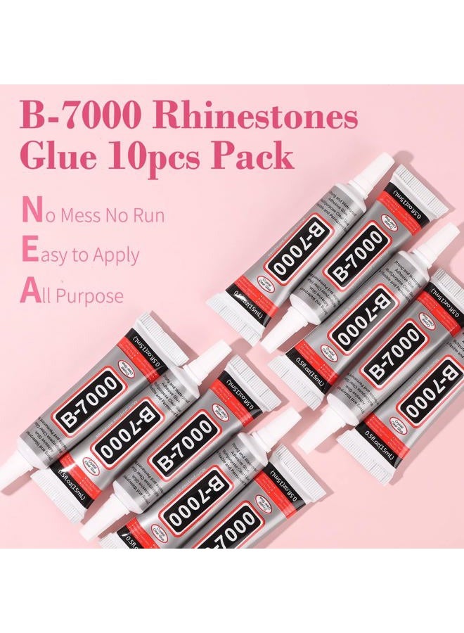 Cridoz B7000 Jewelry Glue, 10 Packs Super Handmade Glue, Precision Tip, Fabric Adhesive, Transparent, Multifunctional for Cloth, Stone, Metal, Plastic, Clay - Image 3