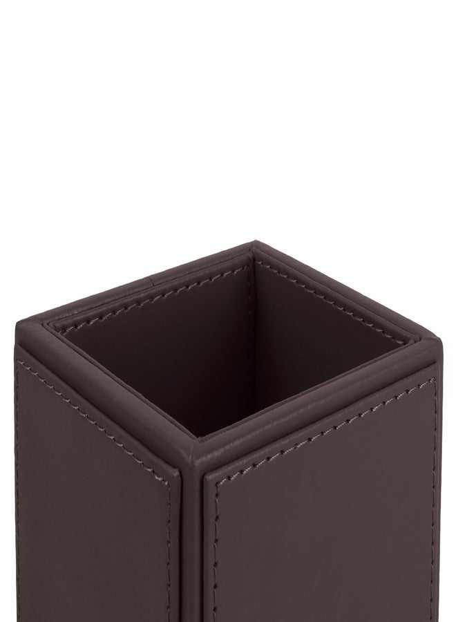 V-CUBE DESIGNS Premium Vegan Leather Multipurpose Organizer, Cutlery Holder Toothbrush Stand Ideal for Dining Tables, Kitchens, Cafés, Restaurants, Office Pantries, Hotel Buffets & Bathroom - Brown - Image 2