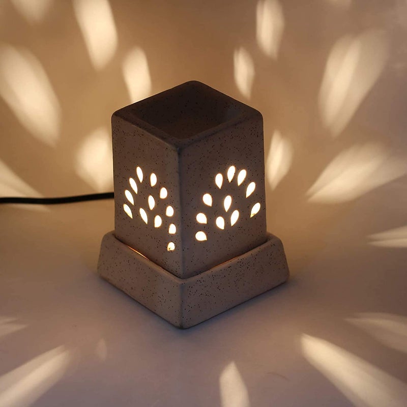 CAVY CAVY Universal Ceramic Electric Oil Burner Lamp for Home Decoration Office SPA Home Fragrance Air Freshner Lamp Electric Square Shaped Diffuser with Light  - Image 3