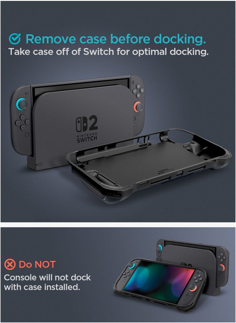 Spigen - Rugged Armor Nintendo Switch 2 Case Cover (2025) Protective Handheld Case with Ergonomic Grip & Strap (Not Compatible with Switch Dock) - Matte Black - Image 1