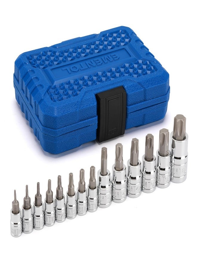 EMENTOL 14PCS Torx Bit Socket Set, CR-V, S2 Steel, 1/4", 3/8" and 1/2" Drive Star Bit Socket Set, T6 - T60 - Image 1