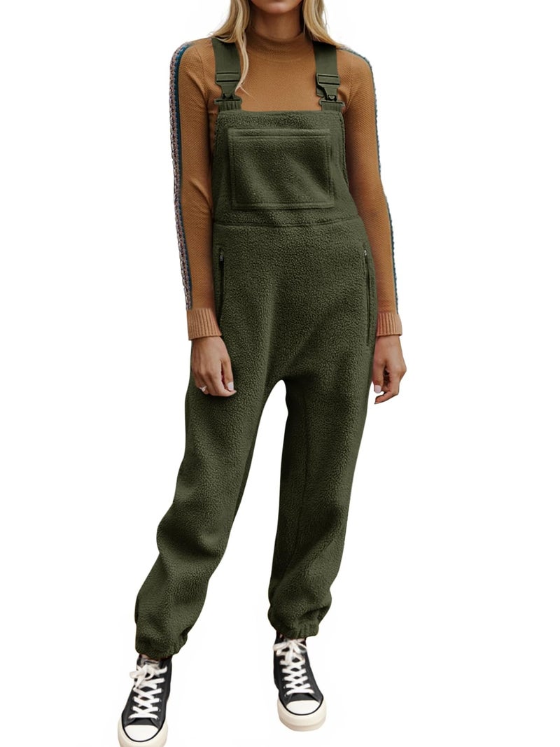 Ebifin Women's Fleece Warm Overalls Winter Loose Casual Jumpsuits with Pockets - Image 1