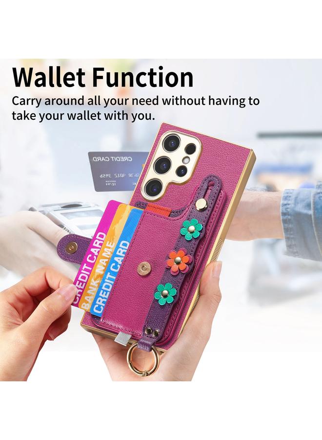 اس-توب جراب لهاتف Samsung Galaxy S24 Ultra 5G مع سوار معصم وبطاقة وحقيبة هاتف مجسمة - Image 5