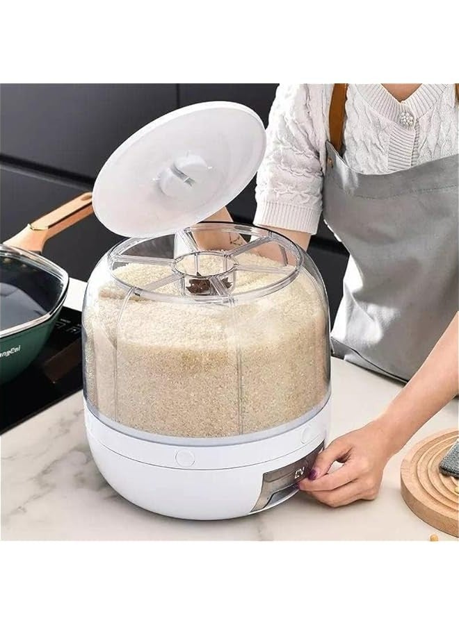 بيوينتي موزع حاوية تخزين الحبوب من بينتينج، موزع ارز دوار 360 درجة، موزع طعام دوار 360 درجة لتخزين الارز بنقرة واحدة، موزع حبوب دائري للمطبخ للحبوب الصغيرة والفاصوليا والارز - Image 4