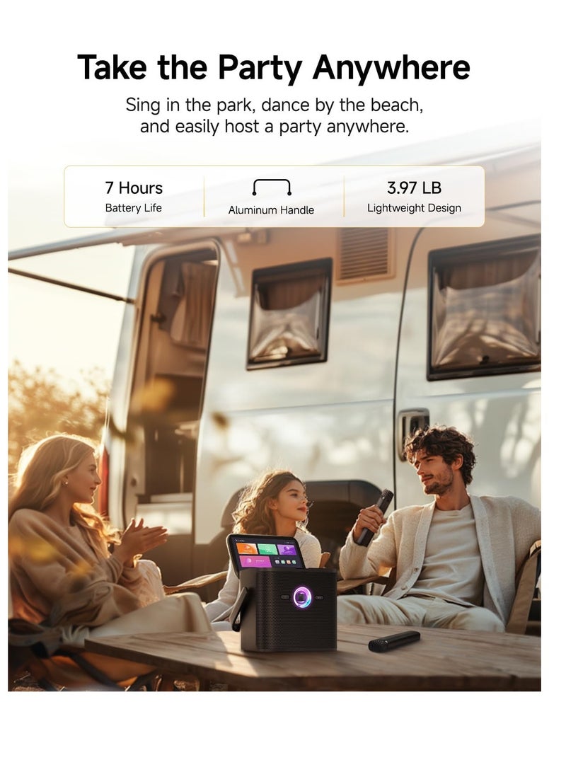 Ikarao مكبر صوت ذكي للحفلات IKARAO S3 شامل 160 واط 7 بوصة HD مع ميكروفون x2 بلوتوث 5.4 واي فاي USB 1.8 كجم مدخل/مخرج USB-C مقبض من سبائك الألمنيوم - Image 5