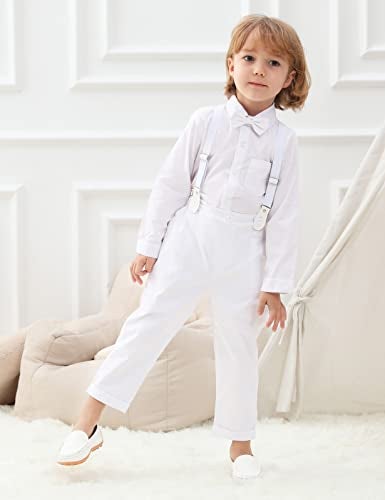 A&J DESIGN Baby Boy Christening Outfit Toddler Baptism Clothing Formal Gentleman Dress Suit 3-4T White - Image 3