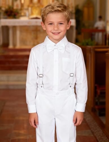 A&J DESIGN Baby Boy Christening Outfit Toddler Baptism Clothing Formal Gentleman Dress Suit 3-4T White - Image 2